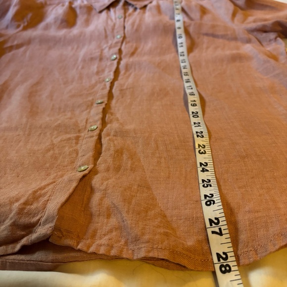 Sigrid Olsen Womens L Rose Linen Button Up 3/4 Sleeves Lagenlook peasant Shirt - Picture 7 of 8